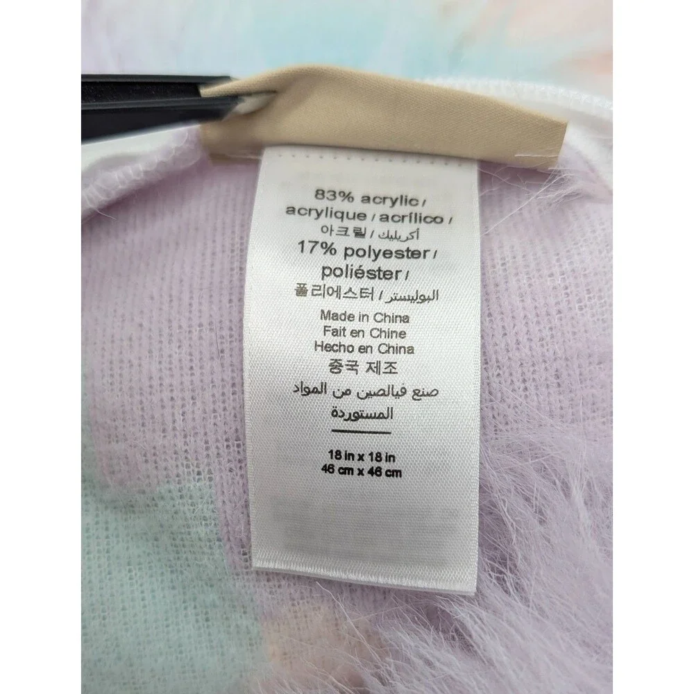 Pottery Barn Teen Faux Fur Rainbow Tie Die Pastel Shag Pillow Covers 18